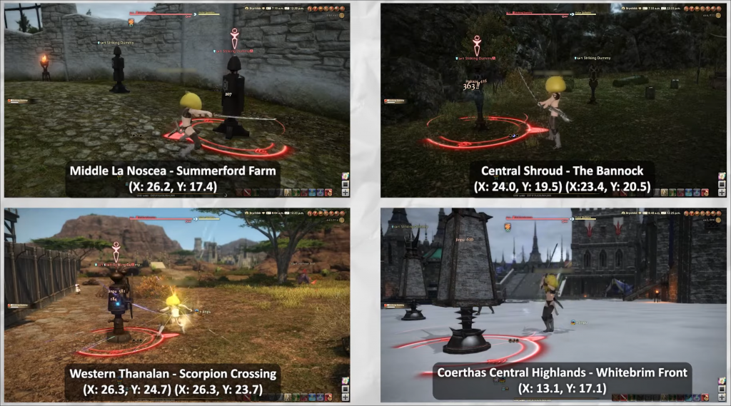 Final Fantasy XIV Striking Dummy Locations