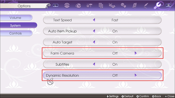 Rune Factory 5 lag issues dynamic resolution farm camera